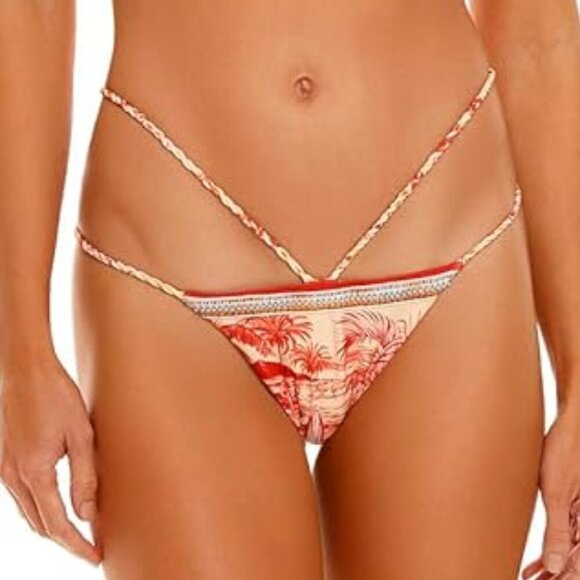 Agua Bendita Meline Shaka bikini bottom swim double strap pearl tropical new XL - Picture 1 of 7
